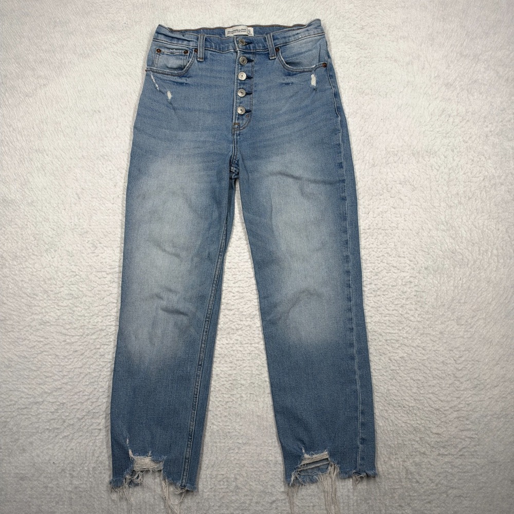 Abercrombie & Fitch Ultra High Rise Ankle Straight Jeans Blue Denim Pants 4 R